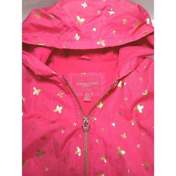 London Fog Girls Fleece Lined Lightweight Jacket With Hood Size 6x Pink - Picture 2 of 5